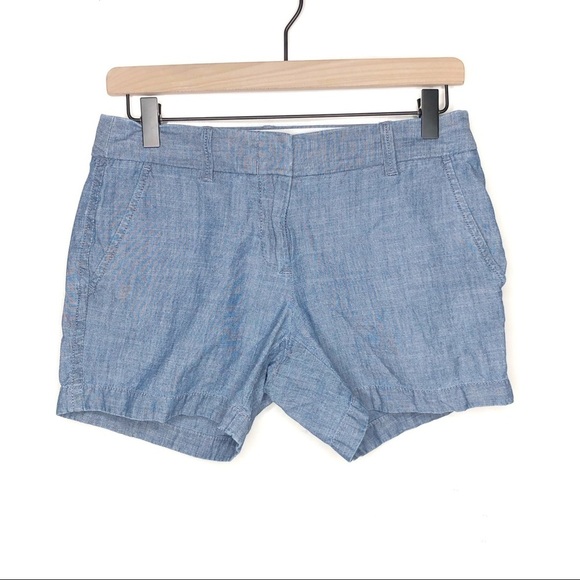 J. Crew Chambray Midrise Chino Shorts Blue 0 - Picture 1 of 6
